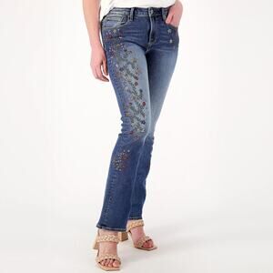Driftwood Kelly Embroidered Straight Leg Jeans Sz 25